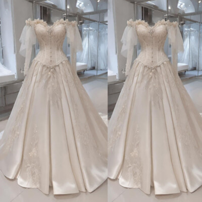 Vinatge Off the Shoulder Wedding Dresses Long Sleeves A Line Bridal Gowns