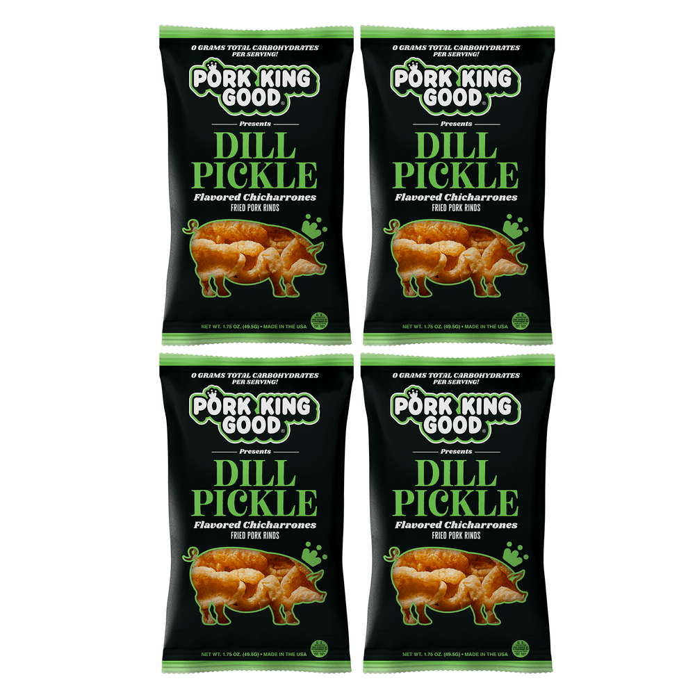 Pork King Good Dill Pickle Flavored Pork Rinds Chicharrones 4 Pack Keto