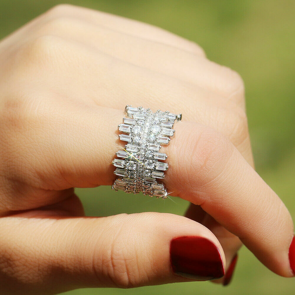 Sunshine Women Jewelry Silver Plated Ring Sz6-10 Simulated glass