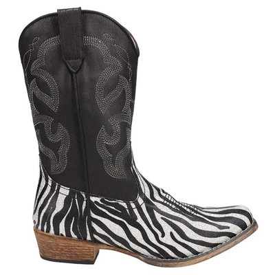 

Roper Riley Zebra Square Toe Cowboy Toddler Girls Черно-белые повседневные ботинки 09-, Black;white, Roper Riley Zebra Square Toe Cowboy Toddler