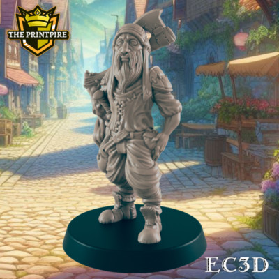 Human Woodsman Mini | Lumberjack w/ Axe | Dungeons and Dragons NPC Figure | Path