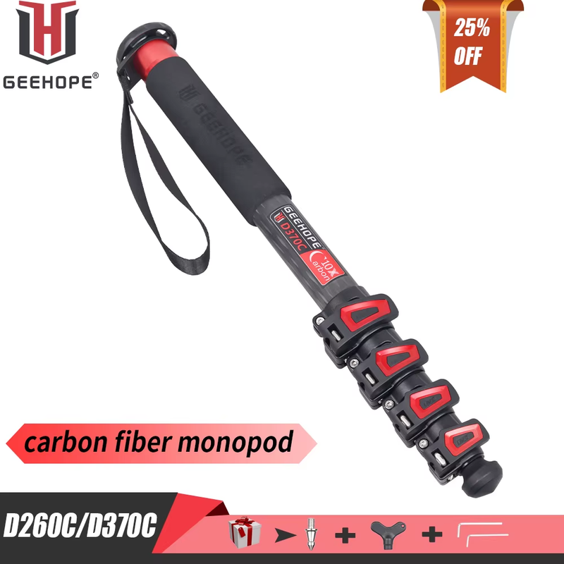 D260C/370C Professional Carbon Fiber Portable Travel Monopod Maxheight 160/169cm