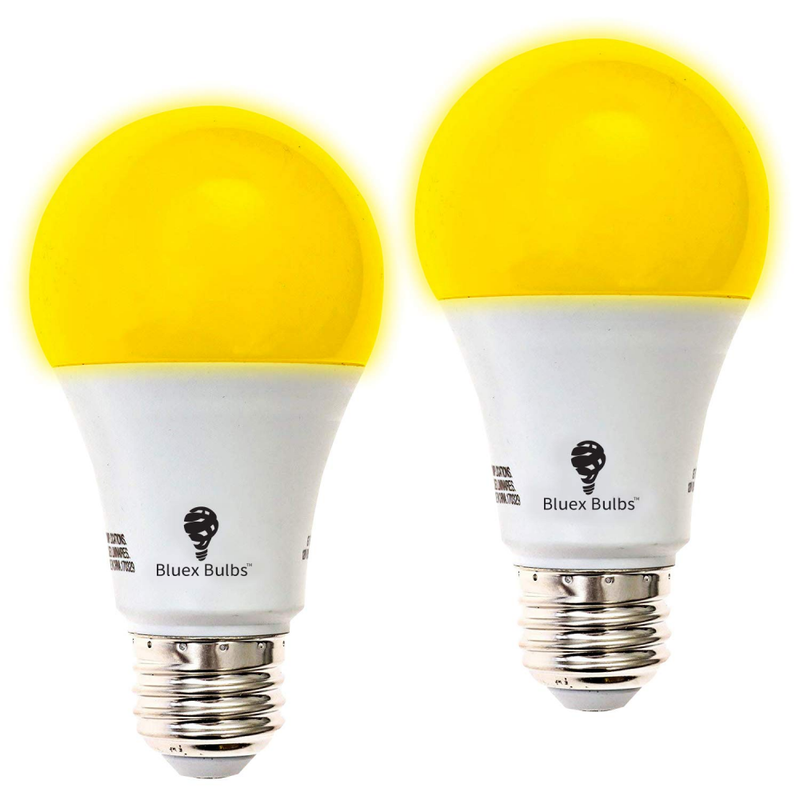 New Amber Yellow LED Bug Light Bulb 2 Pack No Blue Light Outdoor 650 Lumens