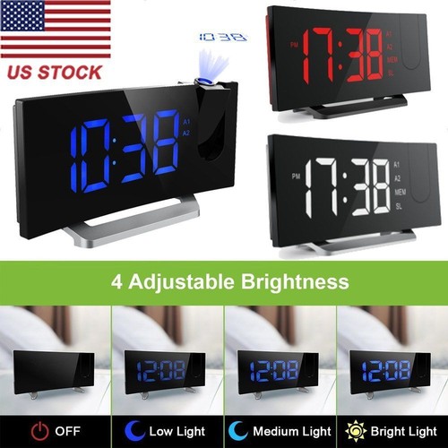 Projector Projection Digital Time Weather Snooze Alarm Clock with LED Backlight