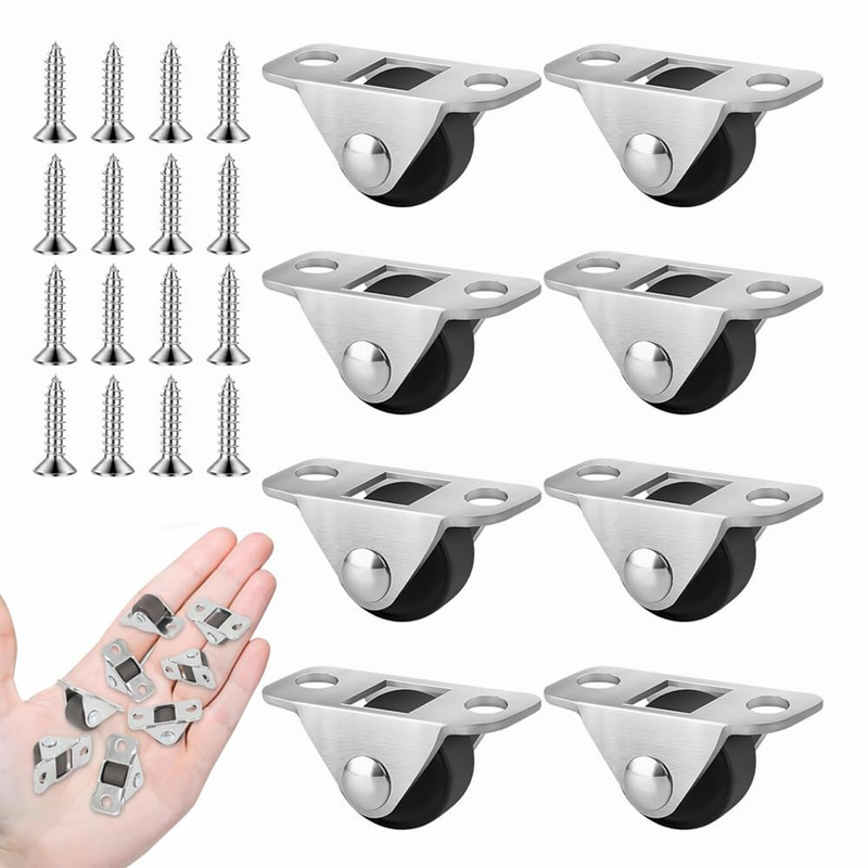 Mini Caster Wheels, 8 Pcs
