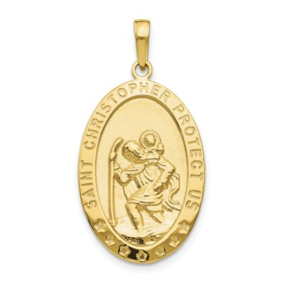 Pre-owned Superdealsforeverything Real 10kt Yellow Gold Saint Christopher Medal Pendant