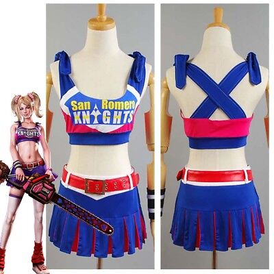 Lollipop Chainsaw Juliet Starling Cosplay Costume Cheerleader Dress Outfit Suit 