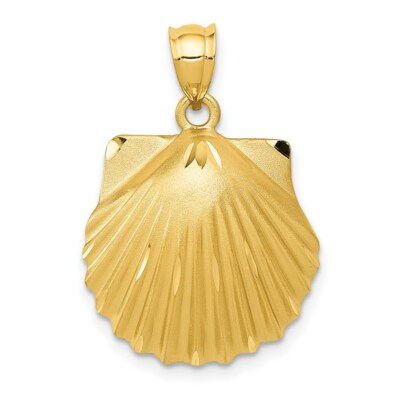 Pre-owned Superdealsforeverything Real 14kt Yellow Gold Seashell Pendant