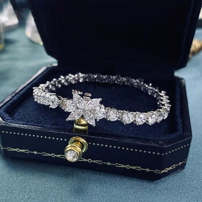 8.00 Ct Round Lab Created Diamond Women's Tennis Bracelet 14K White Gold Plated