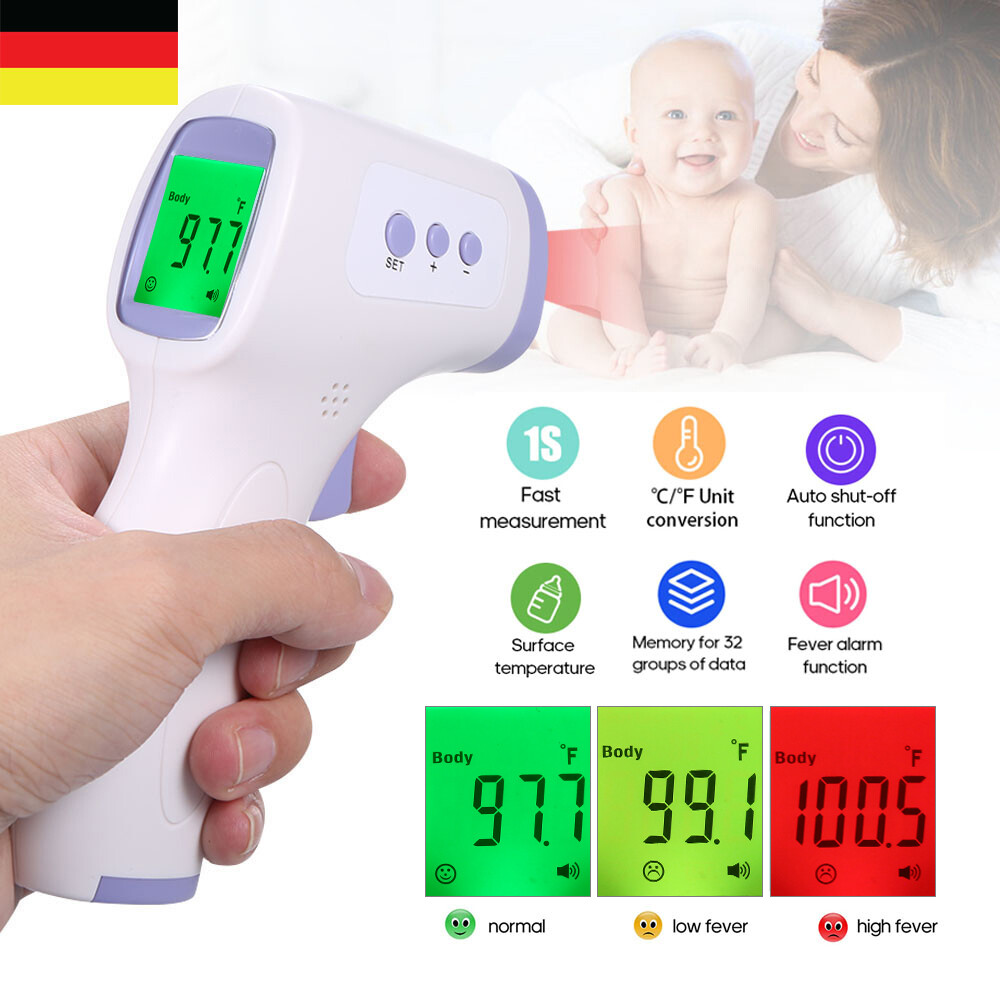 Digital Fieberthermometer Infrarot Stirn Thermometer Kontaktlos Baby Erwachsene