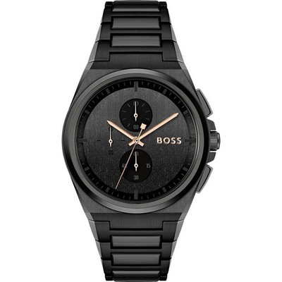 Pre-owned Hugo Boss Black Mens Chronograph Watch Steer 1514068