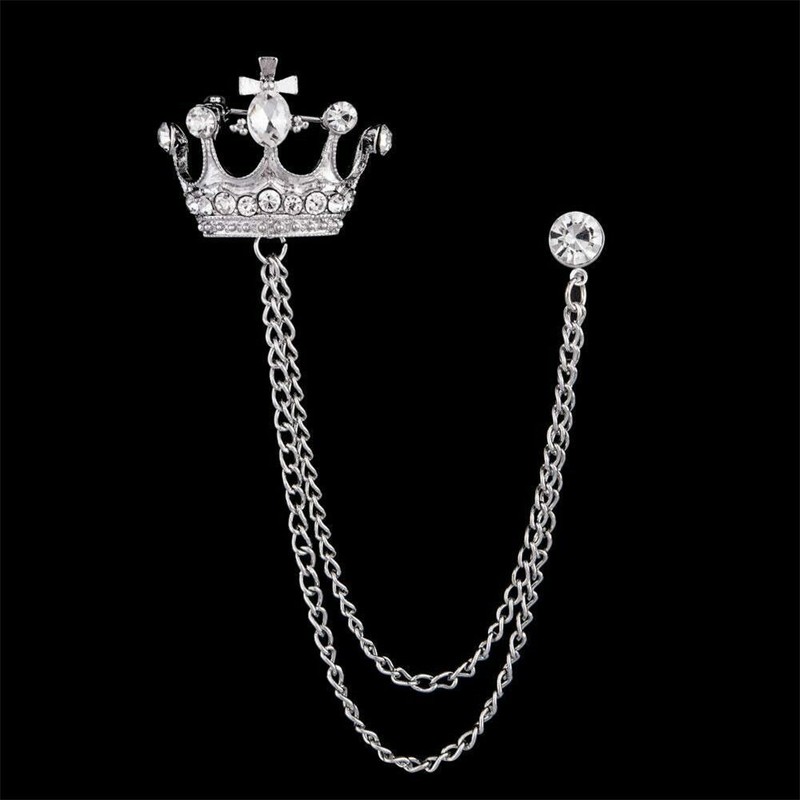 Suit Tassel Crystal Collar Pins Brooch Lapel Pin Collar Clip Chain Accessories