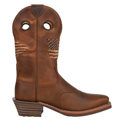 

Мужские коричневые повседневные ботинки Ariat Roughstock Patriotic Square Toe Cowboy 10040348, Коричневый, Ariat Roughstock Patriotic Square Toe Cowboy