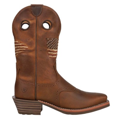 Мужские коричневые повседневные ботинки Ariat Roughstock Patriotic Square Toe Cowboy 10040348