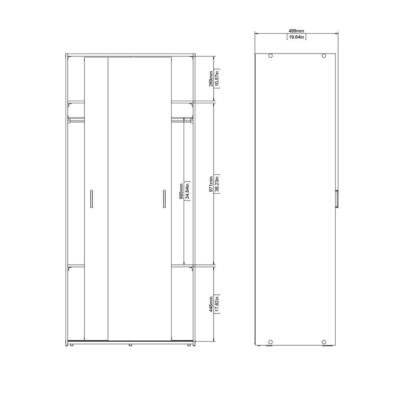 Space Wardrobe with 2 Sliding Doors, White