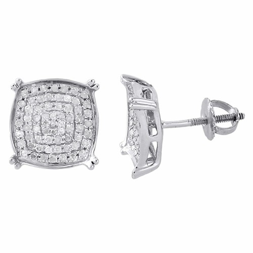 Pre-owned Jfl Diamonds & Timepieces 10k White Gold Round Diamond Pave Studs 0.50 Ct. Double Prong Earrings 10.50 Mm