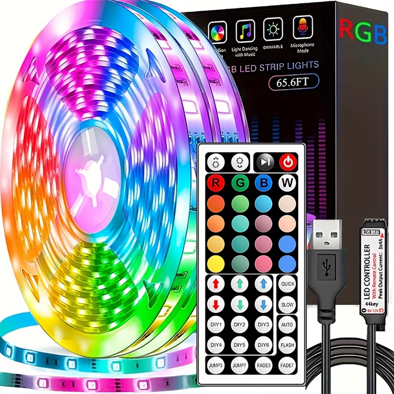 Bande Lumineuse Led Avec Télécommande 1M-5M-10M-20M, RGB, Décoration Lumineuse