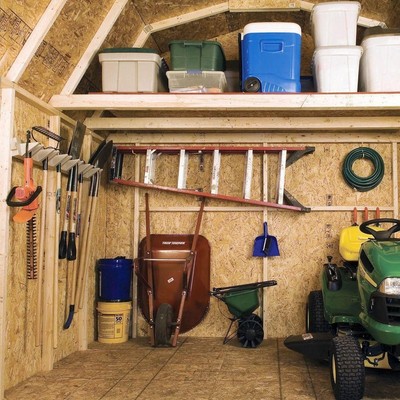 Handy Home Products 8 x 10 Wood Storage Shed Double Lockable Door Loft Windows