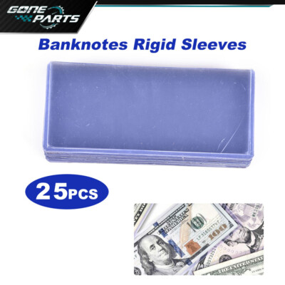 25 Banknotes Rigid Sleeves For Modern Size US Currency Notes Topload Holders H/P