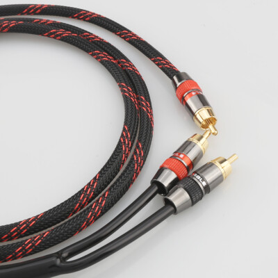 HiFi Subwoofer BASS Cable 1×RCA to 2×RCA Male Audio Splitter Signal Cable Cord