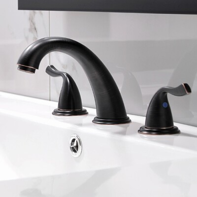 Phiestina Oil Rubbed Bronze Bathroom Faucet Widespread 3 Hole 8 Inch