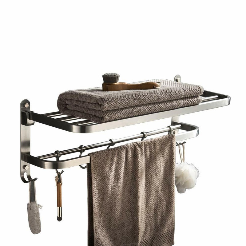 Rack With Towel Shelf Brushed Nickel 24-inch Towel Racks F