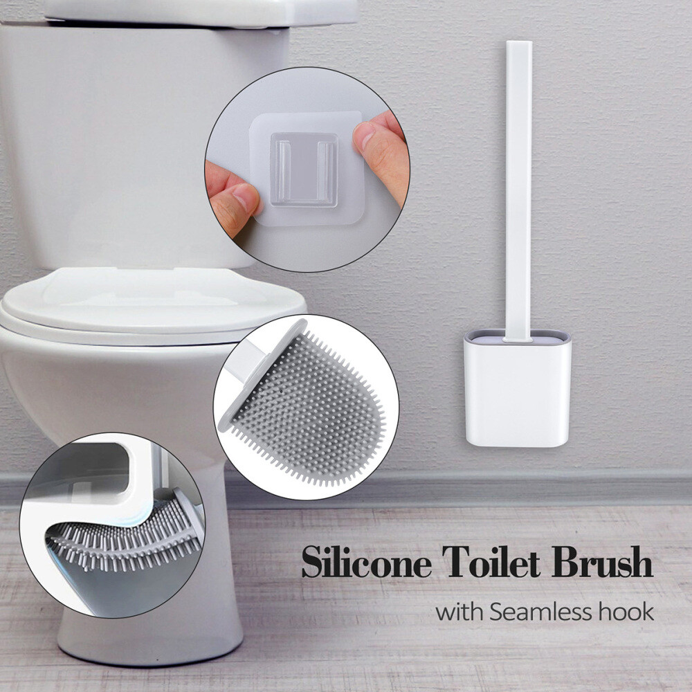Silikon Toilettenbürste mit Klobürste Halter Wandmontage WC Bürstengarnitur DHL