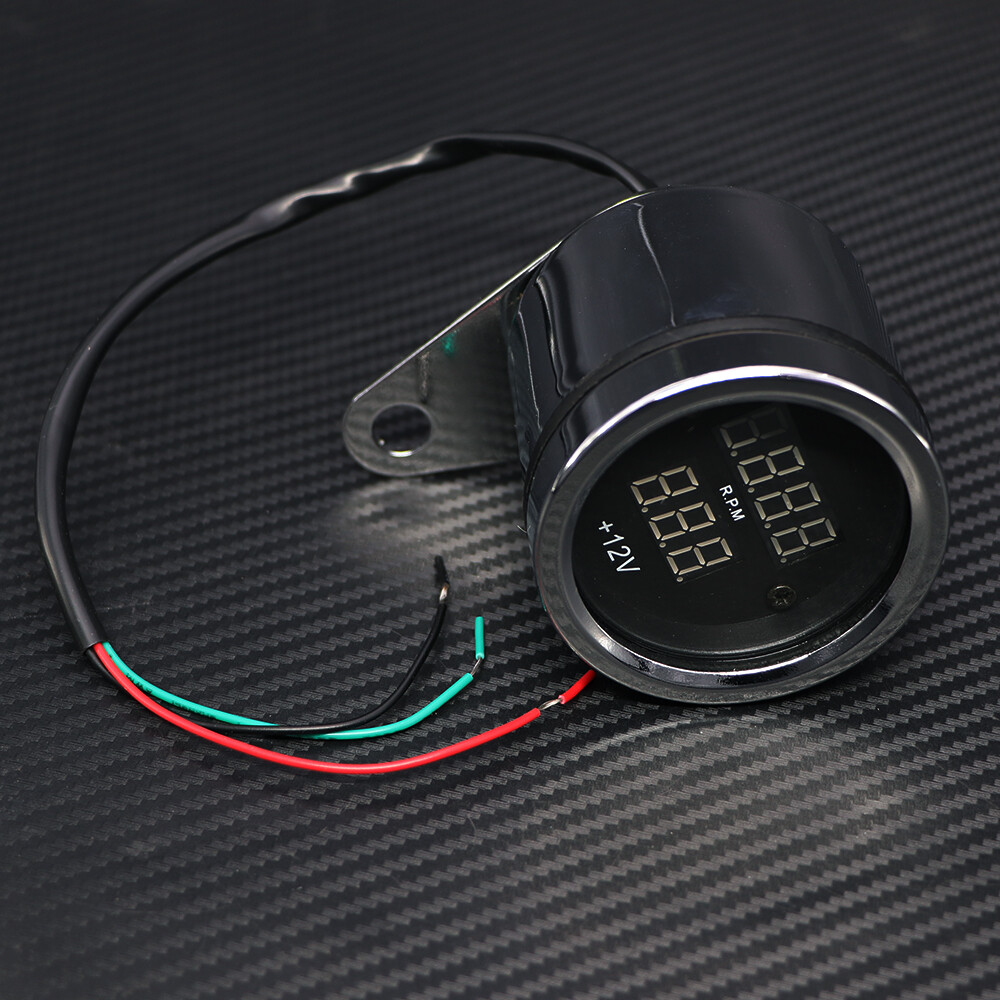 Chrome Universal Metal Motorcycle Tachometer Digital Voltmeter Gauge