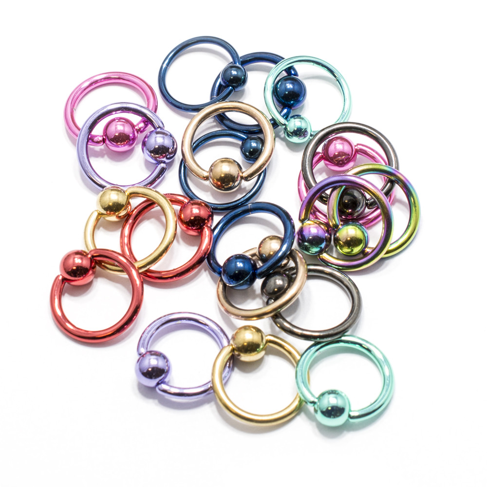Captive Bead Ring 20 Pack CBR 14G 16G Anodized Titanium Lip Tragus