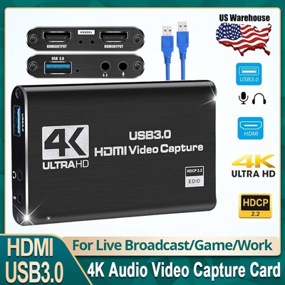 4K Audio Video Capture Card USB 3.0 HDMI Video Capture Device Full HD US Ship