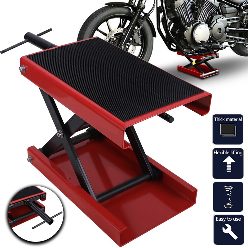1100 Lb Red Motorcycle Scooter Crank Stand Mini Scissor Lift Jack Atv