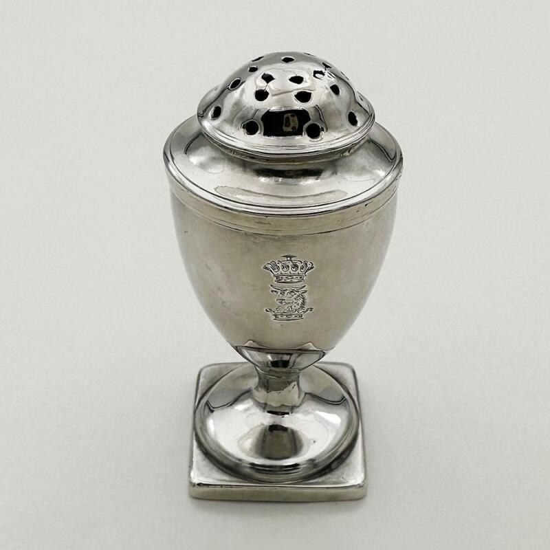 CRESTED PEPPERPOT STERLING SILVER GEORGE III London 1787 Robert Hennell I