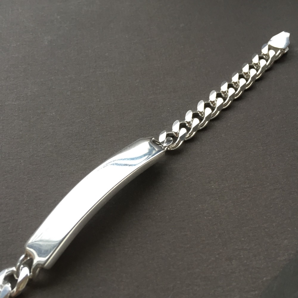 Pre-owned Handmade Custom Engraved Mens Cuban Id Bracelet 925 Sterling Silver 7.5mm 33gr 8.66 Inch