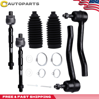 6pcs Front Inner & Outer Tie Rod Ends Bellow Boots For  2007-2012 Nissan Altima