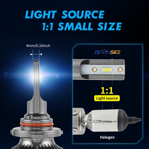 Bevinsee 9005 & 9006 Combo CSP LED Headlights Kit 6000LM High Low Beam 4x Bulbs