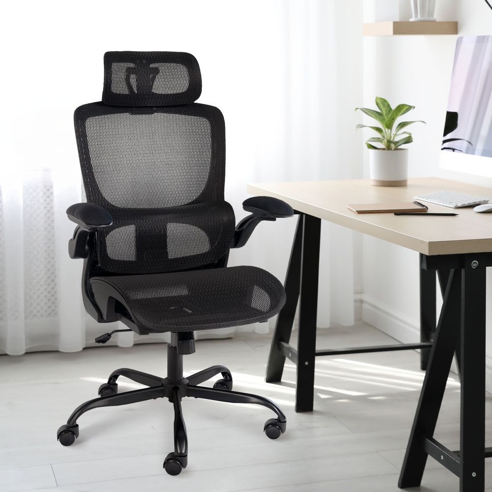 Ergonomischer Bürostuhl Kaylee mit Netzrücken, Kopfstütze & Armlehnen