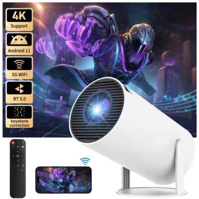 Mini Portable Projector 4K 260 ANSI Smart Projector WiFi 6 Bluetooth Android 11
