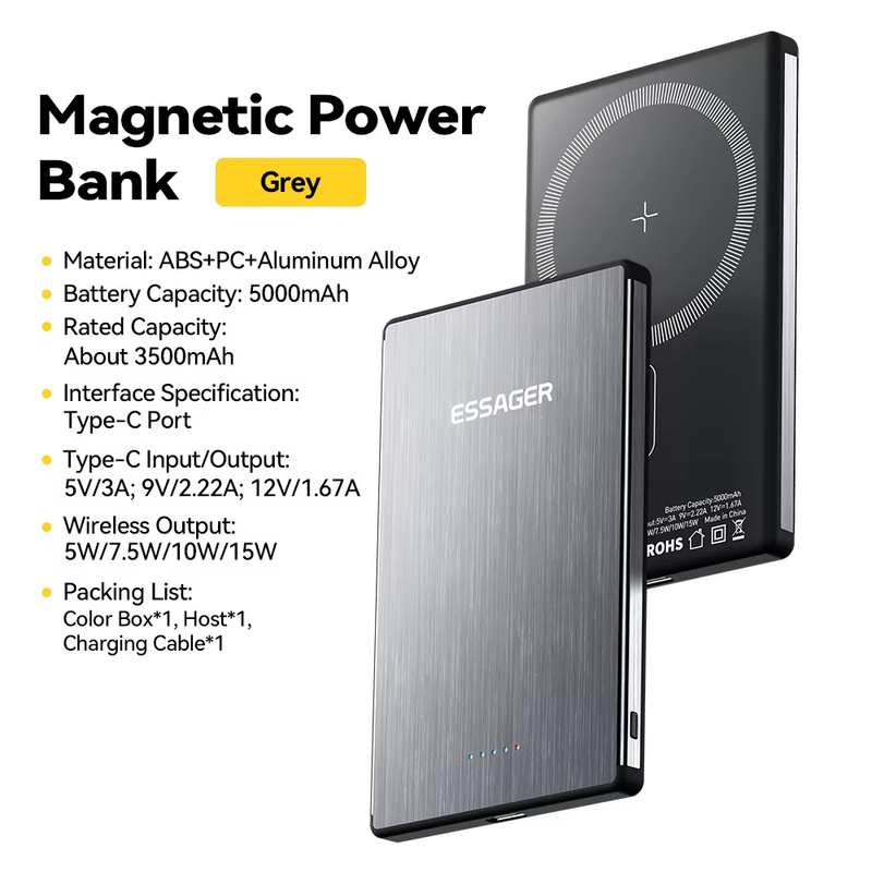 PD 20W Magnetic Wireless Charging Bank 5000mAh External Battery Charger For iPho