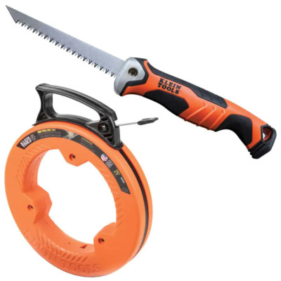 Klein Tools Drywall Wire Pulling Tool Set 2 Piece Durable Compact Fish Tape