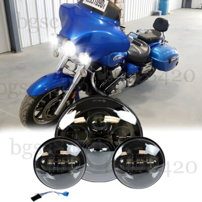 For Yamaha XV 1700 Road Star Silverado 7inch LED Headlight + 4.5'' Passing Lights