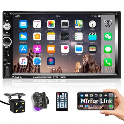7'' Double 2 DIN Car Stereo Radio MP5 Touch Screen Bluetooth FM SWC USB + Camera