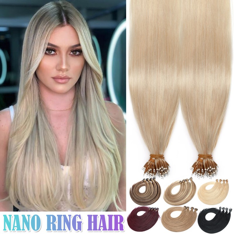Nano Ring Tip Remy Human Hair Extensions LOOP Hair Extensions Double Drawn 1G US