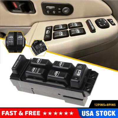 Front Left Window Switch For 2000-02 Chevrolet Tahoe Silverado 2500 HD GMC Yukon
