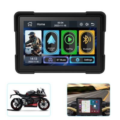 5'' IPS Touch Screen Portable Motorcycle Navigator Wireless CarPlay Waterproof