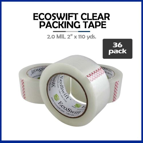 36 Rolls EcoSwift Brand Packing Tape Box Packaging 2.0mil 2" x 110 yard (330 ft)