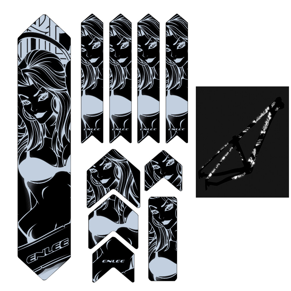 Reflective Bike Frame Stickers Mountain Bike Scratch Resistant Frame Protector R