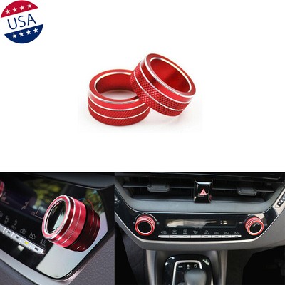 Red Aluminum Central Console AC Switch Button Ring for Toyota Corolla 2019-2021