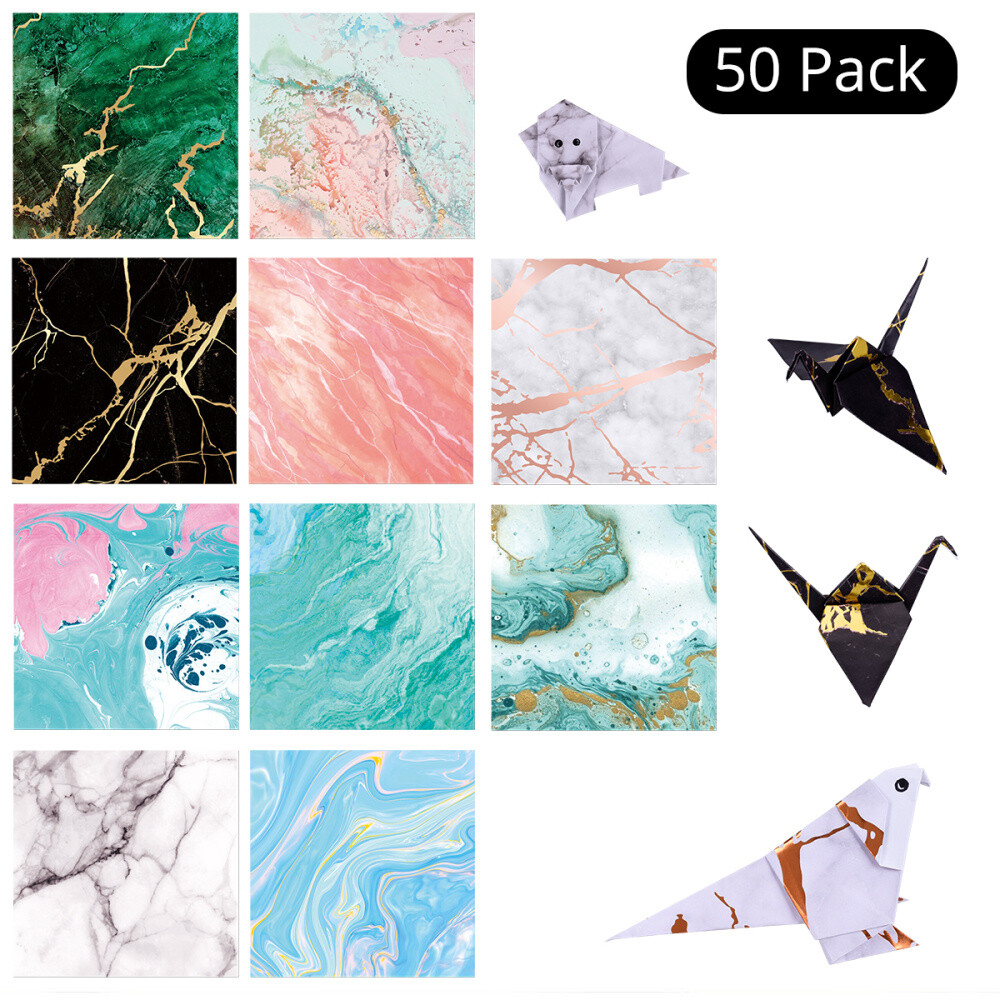 Details About 50pcs Origami Paper Thank You Card Bronzing Single Sided Unique Designs Folding