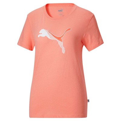 

Puma Cat Segment Logo Футболка с круглым вырезом и короткими рукавами Женские розовые повседневные топы 676, Розовый