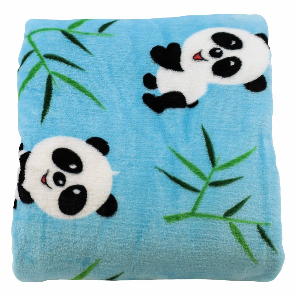Baby Pandas Plush Blanket 50x60 Cute Kid's Blanket Blue Throw Blanket Panda
